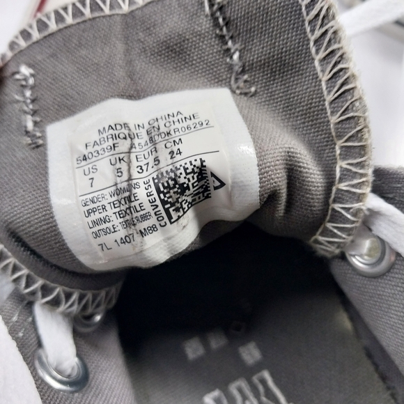 Converse Chuck Taylor All Stars Ox Low Top Women's Size 7 Grey Sneaker Shoes - Picture 10 of 11
